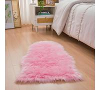 YIHAIC Peau de Mouton synthétique,Cozy Sensation comme véritable Laine Tapis en Fourrure synthétique, Man-Made Luxe Laine Tapis de Canapé Coussin (Rose, 60 x 90 cm)
