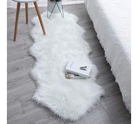 YIHAIC Peau de Mouton synthétique,Cozy Sensation comme véritable Laine Tapis en Fourrure synthétique, Man-Made Luxe Laine Tapis de Canapé Coussin (Blanc, 60 x 160 cm)