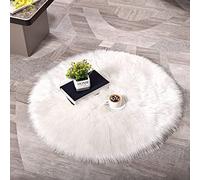 YIHAIC Peau de Mouton synthétique,Cozy Sensation comme véritable Laine Tapis en Fourrure synthétique, Man-Made Luxe Laine Tapis de Canapé Coussin (60 x 60cm, Blanc)