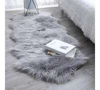 YIHAIC Peau de Mouton synthétique,Cozy Sensation comme véritable Laine Tapis en Fourrure synthétique, Man-Made Luxe Laine Tapis de Canapé Coussin (Gris, 60 x 160 cm)