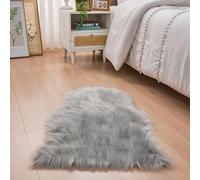 YIHAIC Peau de Mouton synthétique,Cozy Sensation comme véritable Laine Tapis en Fourrure synthétique, Man-Made Luxe Laine Tapis de Canapé Coussin (Gris, 60 x 90 cm)