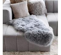 YIHAIC Peau de Mouton synthétique,Cozy Sensation comme véritable Laine Tapis en Fourrure synthétique, Faux Peau de Mouton Laine Tapis de Canapé Coussin (Gris, 50 x 80 cm)