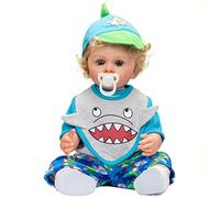YIHANGG 55CM Tout Le Corps Vinyle De Silicone Souple Reborn Bébé Poupée Garçon 22 Pouces Poupée Tout-Petit Aux Cheveux Blonds Bouclés Réaliste Poupée Nouveau-néÉtanche Bain Cadeau d'enfants