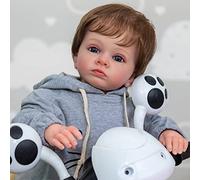 YIHANGG 60CM Énorme Bébé Yeux Bleus Poupée Reborn pour Tout-Petits Garçon 24 Pouces Réaliste Peau Peinte en 3D avec des Veines Visibles Objets De Collection Poupée d'art Noël Cadeau