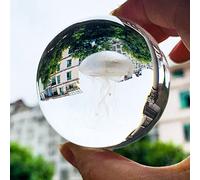 YIHANSS 60 mm 3D Jellyfish Figurine Crystal Ball Laser Laser gravé Miniature Sphere Globe Affiche Stand de décoration Home Accessoires
