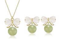 YIHANSS Bijoux de jade Hétian naturels pour femmes, chaîne de tour de cou ajusté de boucles de pote de coussins à charme vert jade délicat,