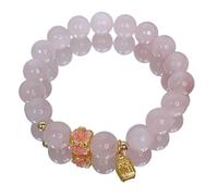 YIHANSS Bracelet à cristal naturel Rose Quartz Feng Shui Cloison Lucke Cloisne Peach Blossom Chine