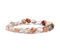 YIHANSS Bracelets for Women Quartz Pink Coupping Grit Beads Bracelet for Women Healing Reiki Crystal Crystal Natural Stone Bracelet Love Bijoux Bijoux Bijoux (Taille: 19 cm, Couleur: Gris)
