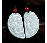 YIHANSS Colliers Feng Shui richesse Jade Pendant Collier Natural Ice Jadeite Dragon et Phoenix Pendant Collier guéris