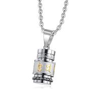 YIHANSS Colliers Personnalité, bouddhisme en acier inoxydable six mots Rotation Women Men Mantra Prayer Wheel Mantra Bouteille Urn Pendant (Couleur: Giallo)