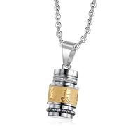 YIHANSS Colliers Personnalité, bouddhisme en acier inoxydable six mots Rotation Women Men Mantra Prayer Wheel Mantra Bouteille Urn Pendant (Couleur: Giallo)