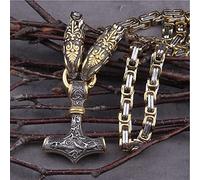 YIHANSS Colliers Viking Dragon et Wolf Head King Chain Collier avec Thor's Hammer Amulet Pendant, Nordic Punk Heavy Metal en acier inoxydable Mjolnir Bijoux (couleur: serpent, taille: 60 cm)