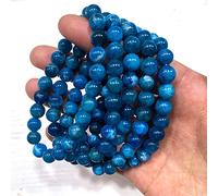 YIHANSS Crystal Naturel Rugueux 1pc Blue Apatite Stretch Bracelets Round Bracelets Quartz Crystal Stone Women Gemone Gemstone Jewellry Elastic 7-8mm Home Decoration Crystal