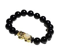 YIHANSS Feng Shui pixiu Bracelet de richesse Natural Stone Black Agate Bracelet pour femmes hommes Gol