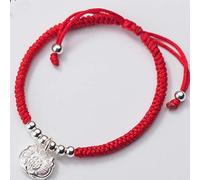 YIHANSS Feng Shui Wealth Bracelet Sterling Silver Longévité Lock Pendant Red String Hand Woven Charms Luck