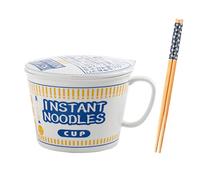 YIHANSS Porcelaine Bowl et tasse de nouilles instantanées avec poignée, nouveaux accessoires de nouilles Ramen Bol avec couverture