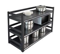 YIHANSS Rack de Four à Micro-Ondes, 45 cm de Profondeur à 3 Niveaux d'organisateur d'épices pour la Cuisine étagère de Rangement de Salle de Bain, capacité de Chargement 100 kg/Noir / 70 cm (70 cm