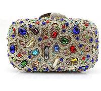 YIHANSS Sacs à main du soir pour femmes, sac en diamant en métal ouvert, mini-embrayage, portefeuille, adapté au banquet, mariage (or) (argent)