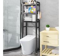 YIHANSS sur l'étagère de Rangement des Toilettes, Un étagère de Rangement de Salle de Bain en Bambou, Rack d'organisateur sur Le Toile, épargnant avec étagères rétractables réglables à 3 Niveaux