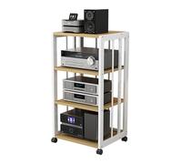 YIHANWUU Étagère Pour Amplificateur Hifi À Hauteur Réglable, Support Multimédia Av 3/4/5 Couches Avec Roulettes Pour Tourne-Disque/Récepteur/Composants Stéréo de Divertissement, Chariot D'Étagèreso-Vi