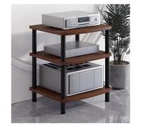 YIHANWUU Étagères Hifi, Étagèreso Hifi En Métal Et Bois, Support Multimédia Pour Amplificateur/Platine Vinyle/Récepteur Stéréo, Organisateur D'Équipementso Et Vidéo/K Brown/3 Tier