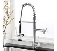 YIHANWUU Robinet de Cuisine Contemporain En Laiton Avec Douchette Extractible, Robinet D'Évier Commercial À Ressort À Double Fonction, Design Moderne Pour La Maison Et Le Restaurant/Chrome