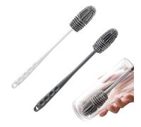 YIHAOH 2 Pièces Goupillon Biberon avec Long Manche, Goupillon Silicone, Brosse Gourde de Nettoyage Granuleuses à Long Diamètre pour Bouteilles à Long Diamètre, Bouteilles en Verre à Goulot étroit