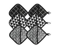 YIHAOH 6 Pièces Maniques Cuisine, 18 * 18 Cm Gant Cuisine Four, Maniques Pratiques avec Suspension, Antidérapantes et Résistantes, Adaptées Four et Cuisinière, Grises et Noires