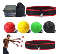 YIHAOH Reflex Ball, Ballon Réflexe de Boxe avec Bandeau, Balle D'entraînement de Boxe Familial, 4 Ballons Réflexes + 2 Bandeaux, Entraîne Les Capacités de Réaction et de Coordination