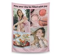 Yihariye Plaid Personnalisé, Personnalisable avec Photo et Texte, Idée Cadeau Anniversaire/Mariage/Noël pour Femme, Homme, Plaid Canapé/Couverture Polaire Personnalisée, Pratique (4 Photos)