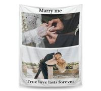 Yihariye Plaid Personnalisé, Personnalisable avec Photo et Texte, Idée Cadeau Anniversaire/Mariage/Noël pour Femme, Homme, Plaid Canapé/Couverture Polaire Personnalisée, Pratique (2 Photos)