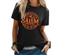 Yihelian T-shirt à manches courtes et col rond pour femme Motif Halloween Witch Brew, Noir 1, M