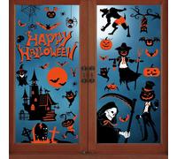 YIHELU Autocollants de fenêtre réutilisables Halloween 9 feuilles