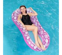 YIHELU Matelas Gonflable Piscine Semi Immerge Maille Aqua Lounge avec TêTe à Flotteur Hamac Flottant, Bouee Piscine pour Adultes Plage ExtéRieur Lounger