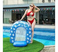 YIHELU Matelas Gonflable Piscine Semi Immerge Maille Aqua Lounge avec TêTe à Flotteur Hamac Flottant, Bouee Piscine pour Adultes Plage ExtéRieur Lounger
