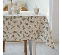 YiHomer Nappe rectangulaire pastorale en tissu de lin lavable avec infroissable pour restaurant, pique-nique, salle à manger intérieure et extérieure, 132 x 178 cm, motif feuille verte