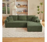 Yihomfy 252.5cm Canapé d'angle modulable, canapé en L 3 Places avec 2 Coussins, canapé modulaire,canapé compressé pour Salon, canapé Nuage avec méridienne,Vert