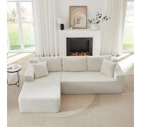 Yihomfy 252 cm Canapé d'angle Convertible,Canape d'angle Cloud Canapé Modulable avec Assise Profonde, Canapé modulable en L, Canapé-lit, Canapé 3 Places,canape Convertible d Angle pour Salon,Blanc