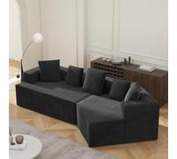 Yihomfy 312cm Canapé d'angle Incurvé avec Méridienne pour Salon, Canapé Sectionnel Moderne Rembourré 3 Places, Canapé Modulaire sans Structure Rigide, Aucun Assemblage Requis (Noir)