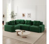 Yihomfy 382 cm Canapé d'angle Convertible avec Pouf,Canape d'angle Modulable en L,Grand Canapé Convertible Cloud,Canapé 4 Places Compressée,Canape Nuage Canape Modulable,Assise Extra Profonde,Vert