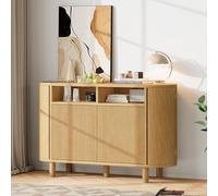 Yihomfy Buffet, Armoire de Cuisine avec 4 Portes, Étagères Réglables, Meuble de Rangement, Bar à Café, Meuble d'Appoint pour Cuisine, Salle à Manger, Salon (Natural)