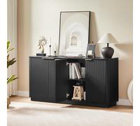 Yihomfy Buffet Cuisine, 160 cm Buffet Salle a Manger avec 4 Portes, étagères réglables, Meuble de Rangement, Armoire Vaisselier Cuisine pour Salon, Cuisine, Couloir (Noir)