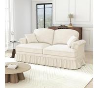 Yihomfy Canapé 2 Places 194CM, Chenille Canapé Deux Places Salon avec Jupe à Volants Amovible et Accoudoirs évasés,Pieds en Bois,pour Salon,Bureau et Appartement (White, 2 sièges)