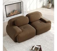 Yihomfy Canapé 2 Places, Canapé d'angle Convertible, Canapé Modulaire Compressé, Canapé Velours Cotelé, Conception Compressée sans Ressorts, pour Salon, Chambre (Marron, 2 Places)