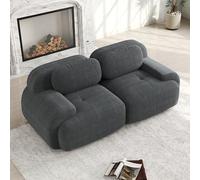 Yihomfy Canapé 2 Places, Canapé d'angle Convertible, Canapé Modulaire Compressé, Canapé Velours Cotelé, Conception Compressée sans Ressorts, pour Salon, Chambre (Gris, 2 Places)