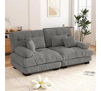 Yihomfy Canapé 2 Places en Chenille, 220cm Canapé Salon, 2 Coussins et 2 Coussins décoratifs, Structure en Bois Massif, Cloud Canapé Modulable Moderne