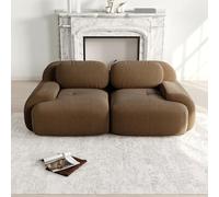 Yihomfy Canapé 2 Places en Velours Côtelé, Canapé Modulaire Désossé avec Accoudoirs Incurvés et Dessous Antidérapant, sans Montage Loveseat Small Canapés de Salon (Brun, 2 Sièges)