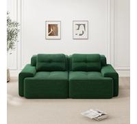 Yihomfy Canapé 2 Places Modulaire Désossé, Loveseat Small Canapé avec 2 Coussins, Confortable Velours Côtelé Cloud Canapé de Salon, sans Montage (Vert, 2 Sièges)