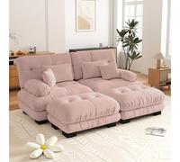 Yihomfy Canapé Cloud Modulaire 220cm pour Salon - 2 Places avec 2 Poufs, Tissu Chenille Doux et Structure en Bois Massif | Configuration Libre (Forme en L, U ou Linéaire)