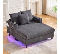 Yihomfy Canapé Compressé, Canapé inclinable sans Dossier en Velours côtelé Chaise Longue avec Porte-gobelets, Grand Canapé-lit Confortable avec Assise Profonde et 3 Coussins pour Salon,Orange